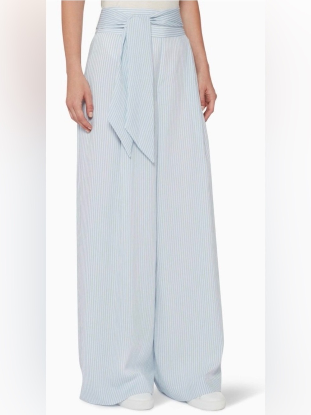 Club Monaco Light Blue Pinstripe Braynna Wide Leg Pant